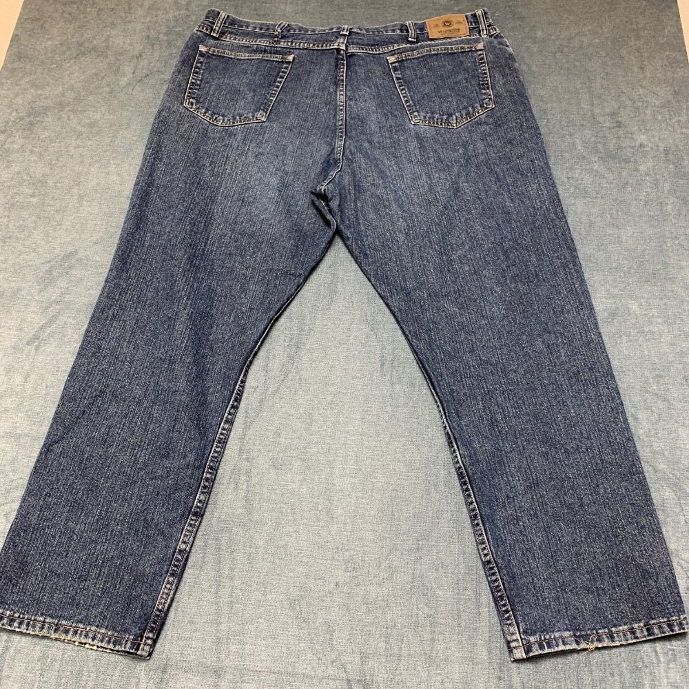 Wrangler Jeans Mens 42x30 Blue Denim Cotton Non Stretch Casual Straight Leg